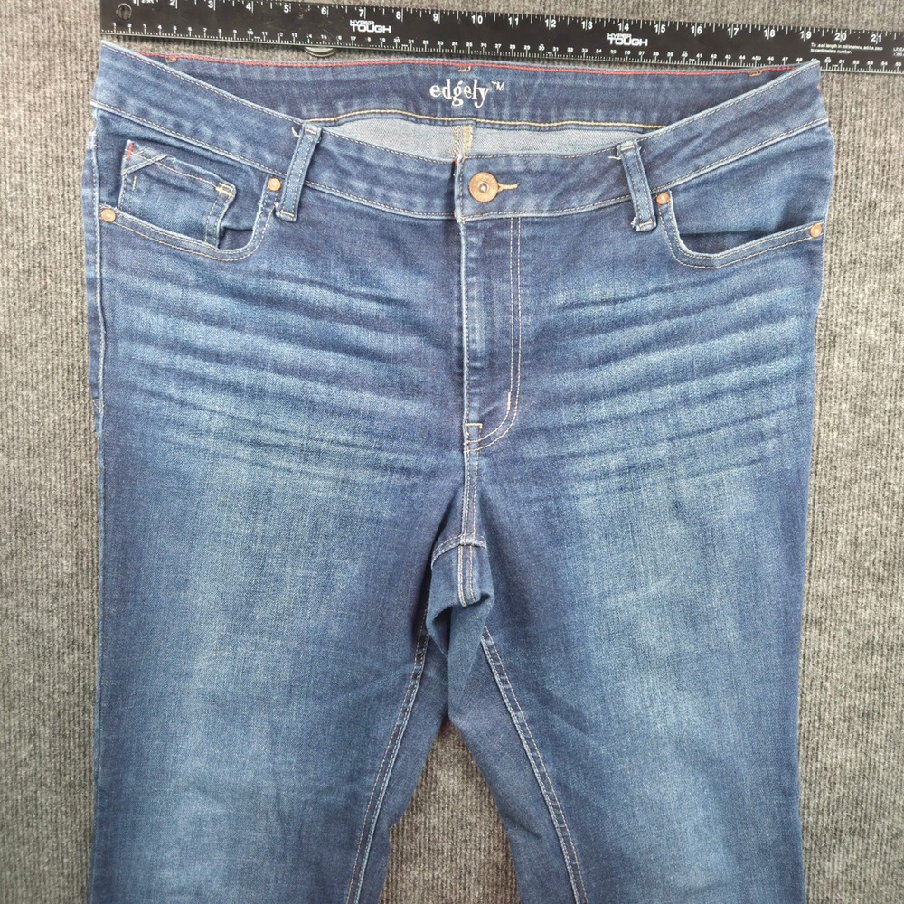 Edgely Mid Fit Flare Jeans Womens size 16 Dark Wash Blue Stretch Denim Americana